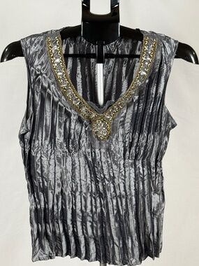 Piano Beaded Crinkle Top Y2K Boho Glam Festival Size 5